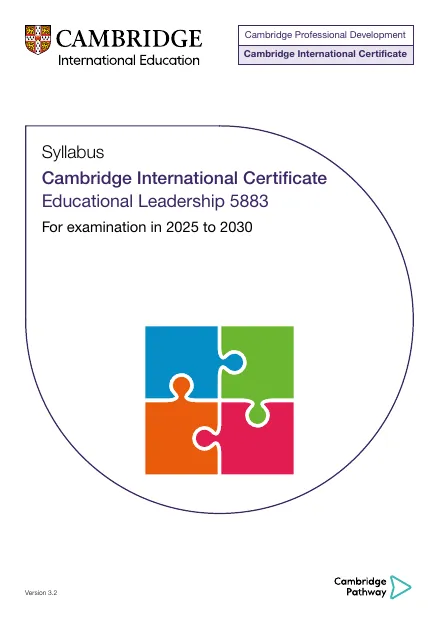 Cambridge International Certificate and Diploma in Educational Leadership syllabus cover