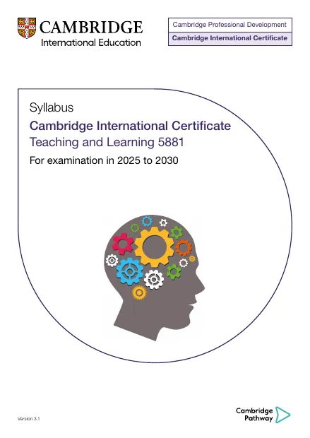 Cambridge International Certificate and Diploma in Teaching & Learning syllabus cover